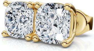 Pompeii3 2Ct TW Cushion Diamond Studs 14k Gold Lab Grown Size: Small