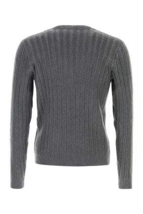 Fendi Mens Dark Grey Stretch Mohair Blend Sweater Smoke Maglieria
