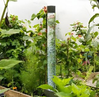 PRIMROSE Bubble Tube Water Feature with Colour Changing LEDs Indoor Use 130cm in Metallic Silver
