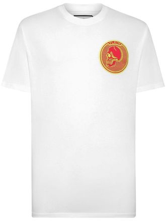 Philipp Plein logo-patch cotton T-shirt - men - Cotton - S - White