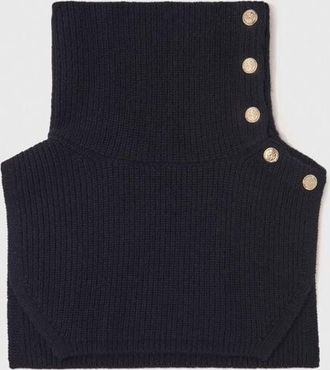 Maje Button-up Wool Mix Collar Wrap - Black - Maje