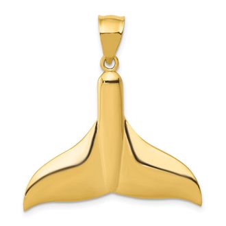 Diamond2Deal 14k Yellow Gold Solid Polished Large Whale Tail Pendant
