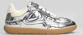 Ganni 08 Specchio Sneakers In Silver Leather