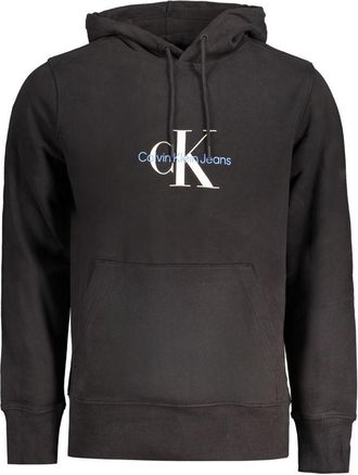 Calvin Klein Mens Ckj Logo Hoodie Relaxed Fit - Black Cotton - Size X-Large