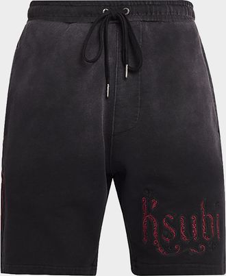 Ksubi Men & apos;s Paise Trak Embroidered Logo Fleece Cotton Shorts