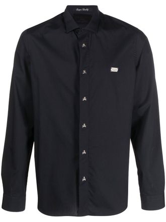 Philipp Plein chest logo-plaque detail shirt - Black