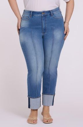 NYDJ Marilyn Cuffed Pintuck Straight Leg Jeans in Pacifica at Nordstrom, Size 18W