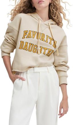 Favorite Daughter The Cropped Collegiate Cotton Blend Hoodie in Stone/Dijon at Nordstrom, Size Medium