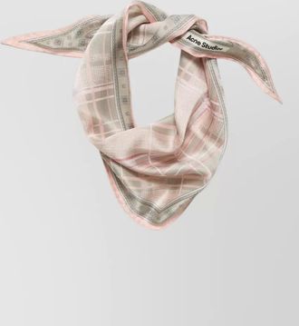 Acne Studios silk printed checked studded logo-print headband