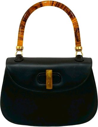 Gucci Black Leather Handbag Tote Bag (Pre-Owned)