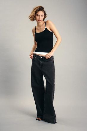 H&M Harper high rise wide leg jeans in Dark Denim Gray at Nordstrom, Size 16