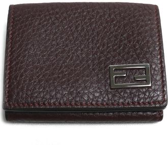 Fendi Bordeaux Leather Wallet (Tri-Fold) (Pre-Owned)