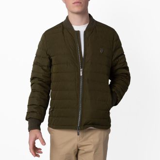 Burberry B Shield Logo Down Bomber Jacket, Size Medium