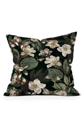 Deny Designs Poesie Garden Throw Pillow in Dark Green at Nordstrom Rack