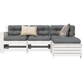 vidaXL Set Salotto da Giardino 4 pz Bianco in Legno Massello di Pino - Vidaxl