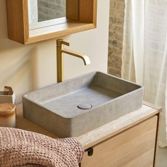 Tikamoon Lavabo rectangular de hormig&oacute;n gris an. 50.5 cm