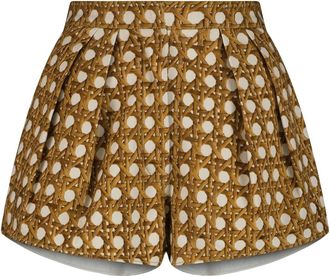Giambattista Valli Vienna Straw pleated shorts - women - Cotton/Spandex/Elastane - 38 - Brown