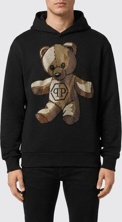Philipp Plein Felpa con cappuccio in jersey con stampa Teddy Bear e applicazioni di strass