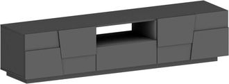 Dmora Dmora - Mueble tv Vanni, Aparador bajo de salón con 4 puertas y 1 cajón, base para mueble tv, 220x44h46 cm, Antracita