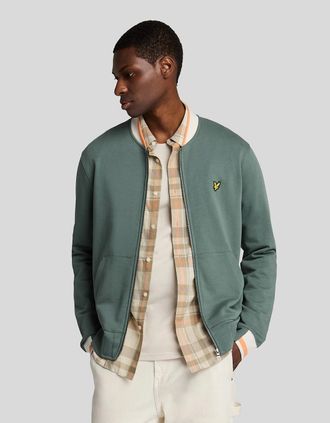 Lyle & Scott Lyle And Scott Mens Half Tipped Jersey Bomber Jacket - Green - Size: Regular/34