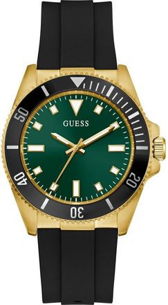 Guess Cliff Silicone Strap Watch, 41mm in Black/gold at Nordstrom