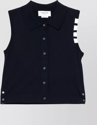 Thom Browne sleeveless cotton vest with striped detail