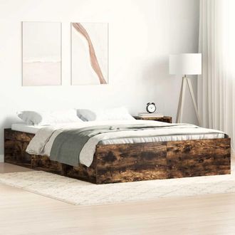 vidaXL Estructura De Cama De Matrimonio Roble Ahumado 135x190 Cm Vidaxl