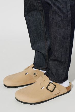 Birkenstock Boston Wire Buckle Slippers, Mens, Beige