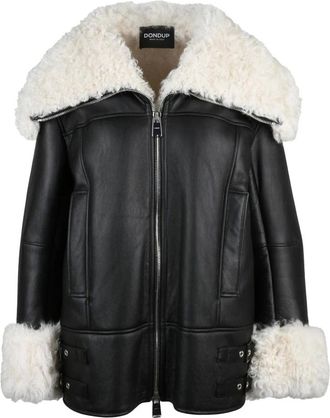Dondup Jassen, Dames, Zwart, S, Leer, Montone Jas