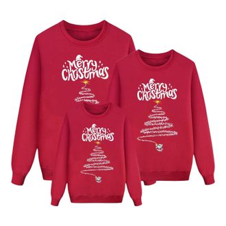 Generic Matching Family Christmas Pullover Jumpers Funny Reindeer Print Long Sleeve Sweatshirts Winter Xmas Casual Tops