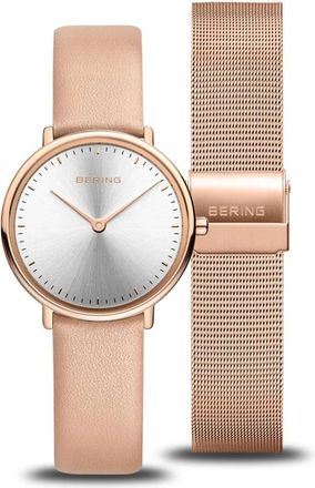 Bering Dameshorloge Classic 29 mm 3 ATM saffierglas Slim Design Kalfsleren Armband 15729-960 - Dames - Horloges - Roze - ONE Size - Accessoires
