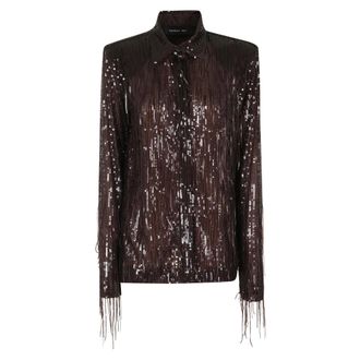 Federica Tosi Camicia con paillettes - - Blouses & Shirts - Donna - Marrone - M