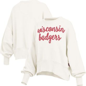 Pressbox Womens Pressbox Cream Wisconsin Badgers Oversized Chelsea Waist Length Pullover Sweatshirt at Nordstrom, Size Xx-Large