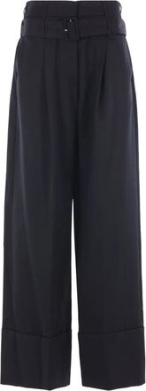 Simone Rocha Pantaloni a gamba ampia con cintura - Blu