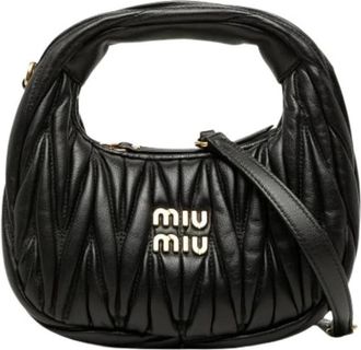 Miu Miu Pre-owned Satchel - Dames - Pre-owned - Zwart - Maat: ONE Size Zijde