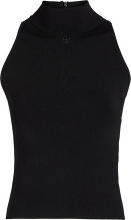 Courr&egrave;ges Heritage Logo-embroidered Knit top - Black - S (UK8-10 / S)