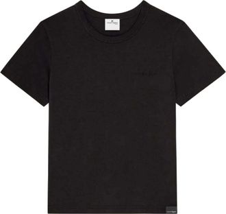 Courr&egrave;ges Black Crew Neck Logo T-Shirt