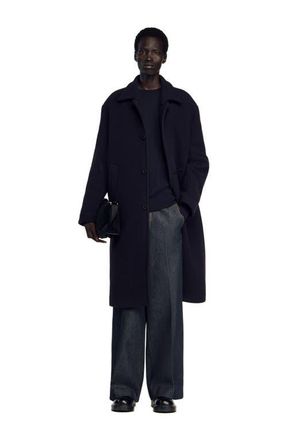 Sandro Wool and cashmere coat in Navy Blue at Nordstrom, Size Xx-Large