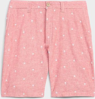 Point Zero Mens Mini-pattern cotton and linen Bermuda Shorts