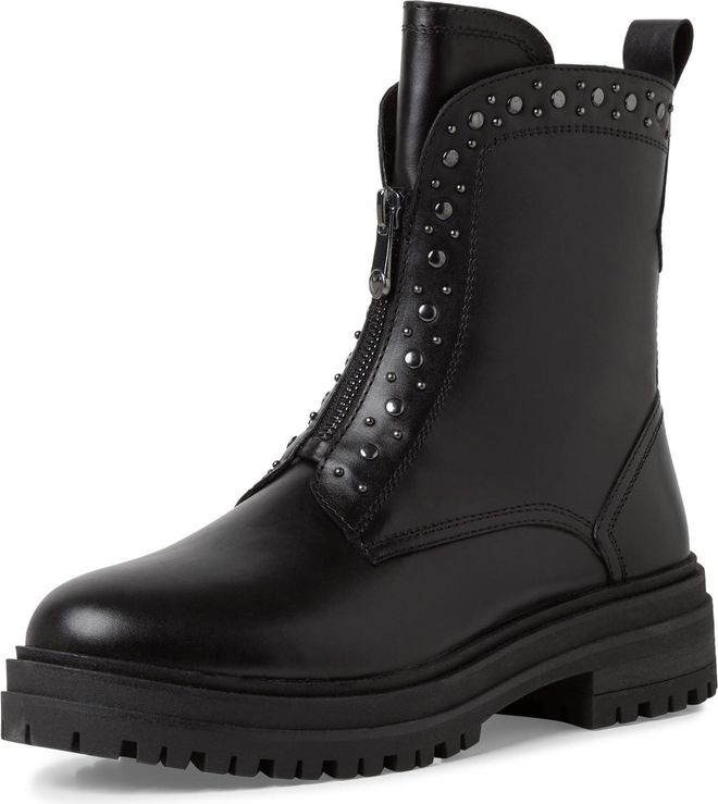 MARCO TOZZI Damen-Schnürstiefeletten Aus Leder – Mit Reißverschluss & Feel-Me-Sohle, F-Weite