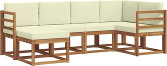 vidaXL Conjunto De Sof&aacute;s De Exterior 6 Uds. Natural Y Crema Vidaxl