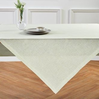 Solino Home Linen Table Throw - Narrow Stripe, 52 x 52, 52 x 52 in Sage And White at Nordstrom, Size Small