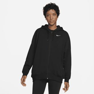 Nike Womens Nike Sportswear Oversized Jersey Full-Zip Hoodie in Black | DM6415-010