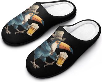 Generic Toucan Beer Drinking Bird Womens Slippers Winter Warm House Shoes Indoor Outdoor Hotel Slipper