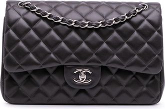 Chanel Pre-owned Womens Classic Flap Shoulder Bag - Dark Grey Leather - One Size