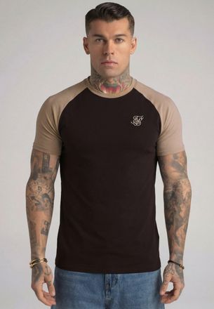 Siksilk Hombres Marr&oacute;n, Piedra Camiseta Raglan T-Shirt XXL
