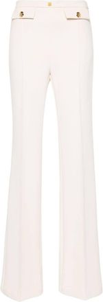 Elisabetta Franchi logo-plaque flared trousers - women - Elastane/Polyester - 44 - Neutrals