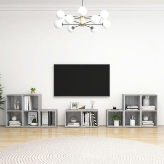 vidaXL Vidaxl - Muebles De Sal&oacute;n 8 Piezas Madera De Ingenier&iacute;a Gris Hormig&oacute;n