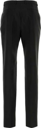 Saint Laurent Mens Faille Wool Trousers Black Acetate