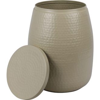 Happimess Merida Modern Rustic Hammered Metal Drum Storage Side Table with Lid in Almond at Nordstrom, Size Medium